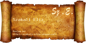 Szakali Eliz névjegykártya